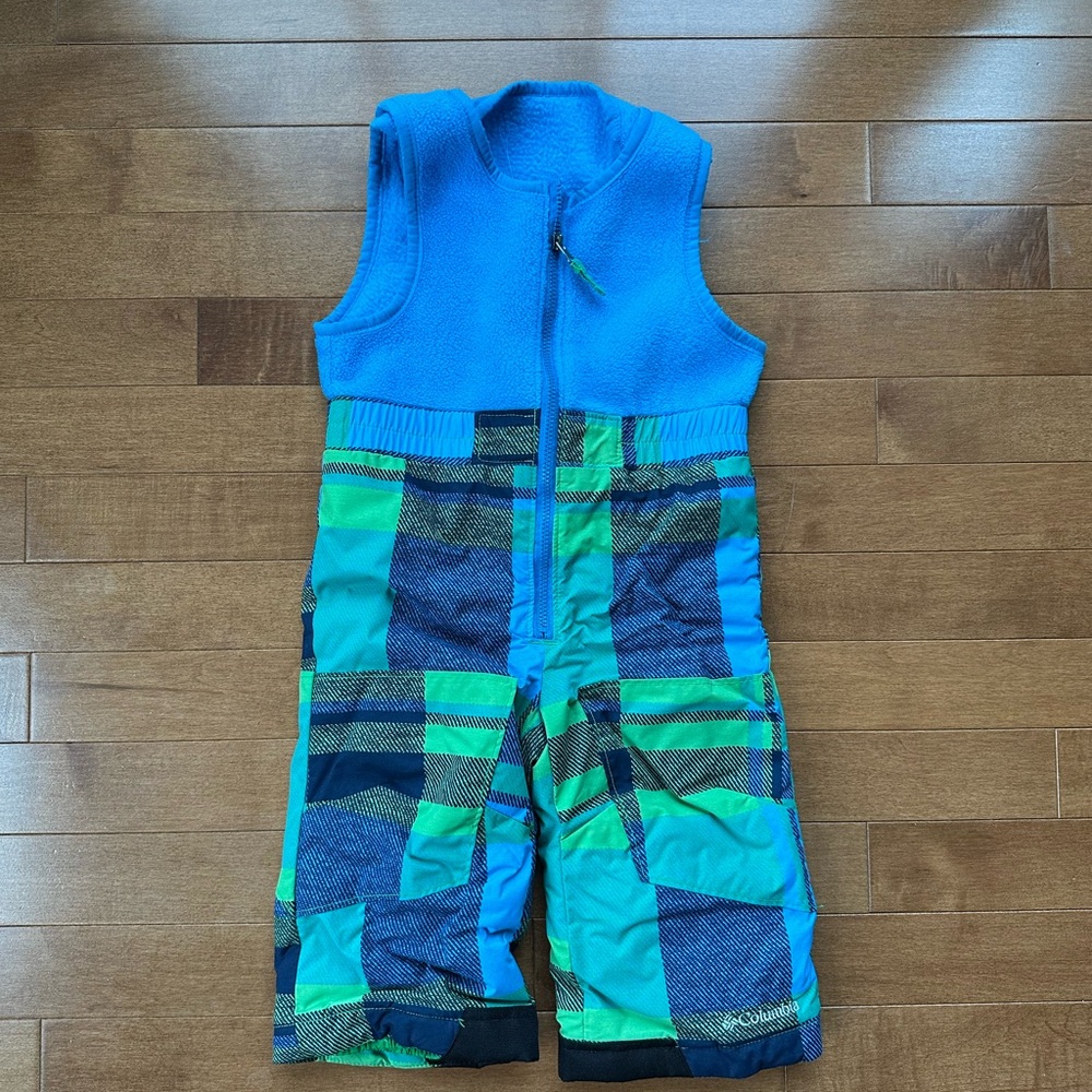 Columbia Toddler Vibrant Blue and Green Snowbibs